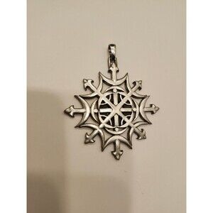 Pewter Ornate Pendant Jewelry Necklace piece Metal Art Gothic Ritual Star